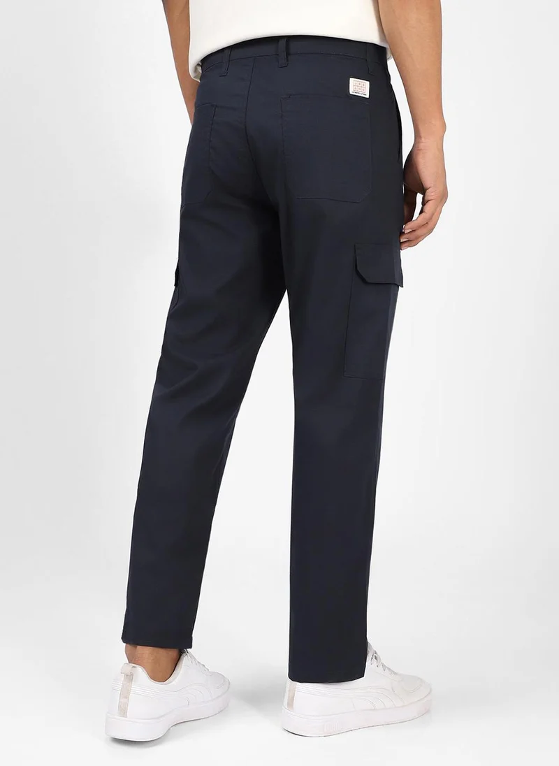 Urbano Fashion  Urbano Fashion Men's Navy Blue Regular Fit Solid Cargo Chino Pant With 6 Pockets for Men | Best Price UAE